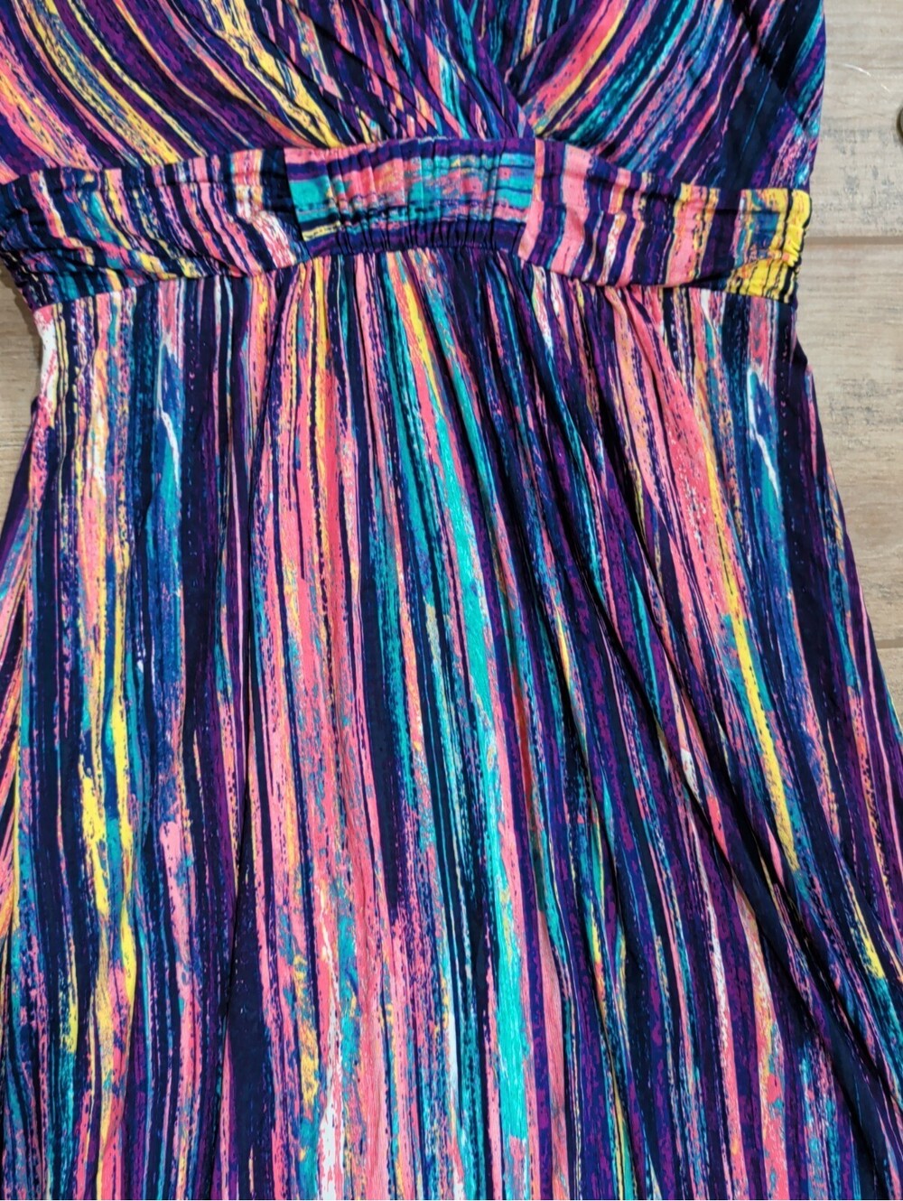 Soma Women's Empire Crossback Maxi Dress Waterfall Stripe Multi Purple Large Nwt - Picture 5 of 16